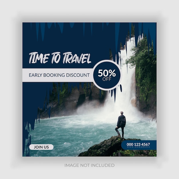 Reise urlaub urlaub social media post web banner premium vektor