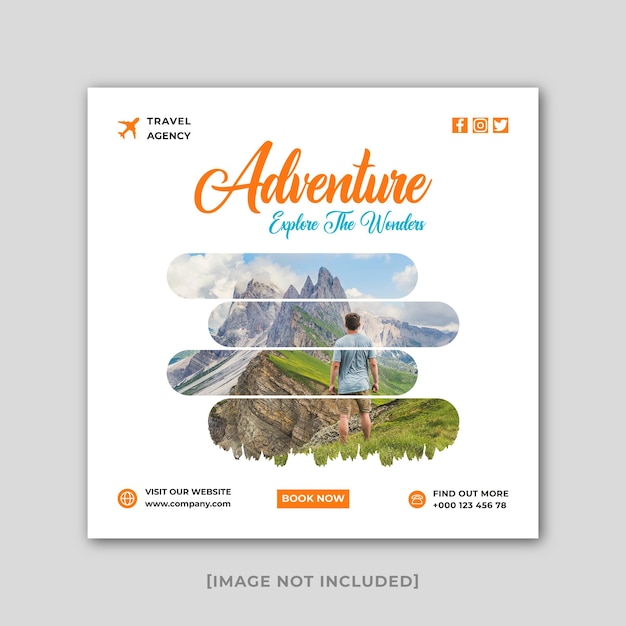 Reiseagentur soziale Medien Instagram-Post oder soziale Medien Web-Banner Premium Vector