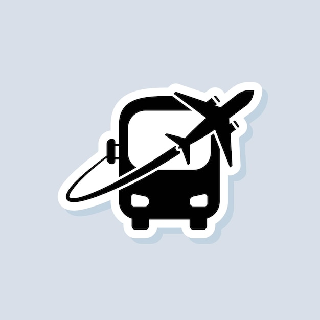 Reiseaufkleber. symbol für bus und flugzeug. logo des reisebüros. vektor auf isoliertem hintergrund. eps 10.