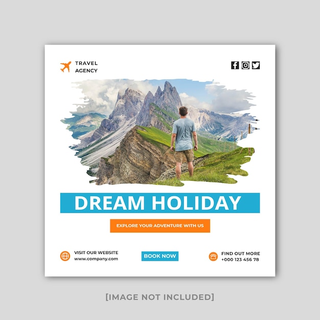 Reisebüro Social Media Instagram Post Design Premium-Vektor