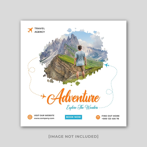 Reisebüro Social Media Instagram Post Design Premium-Vektor