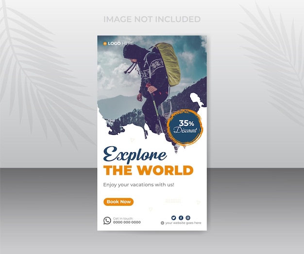 Reisebüro- und Tourismus-Social-Media-Instagram-Geschichte oder Web-Banner-Designvorlage