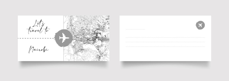 Vektor reisegutschein nach afrika kenia nairobi postkarte vektor illustration