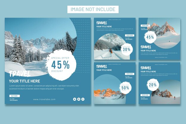 Vektor reisekonzept instagram social media post vorlagensammlung