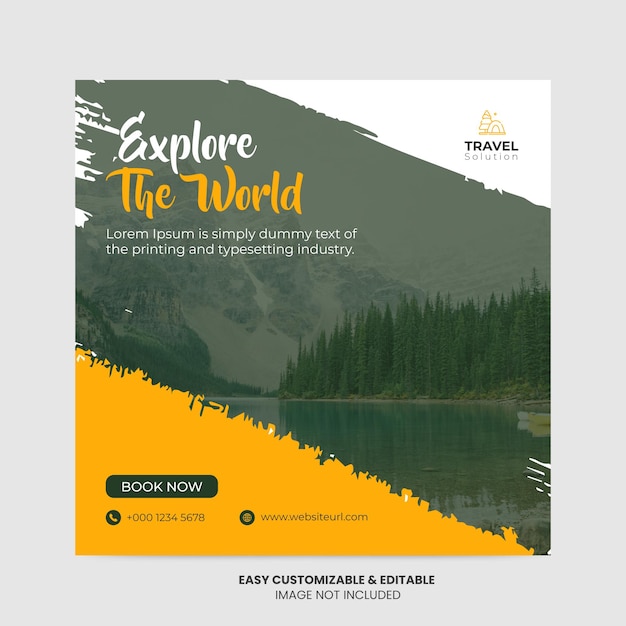 Reisen Social Media Facebook Instagram Beitrag Vorlage Tourismus Square Marketing Anzeigen Banner Vorlage