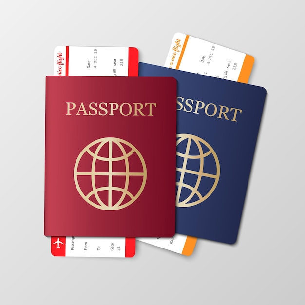Reisepass und bordkarte flugticket ausweisdokument