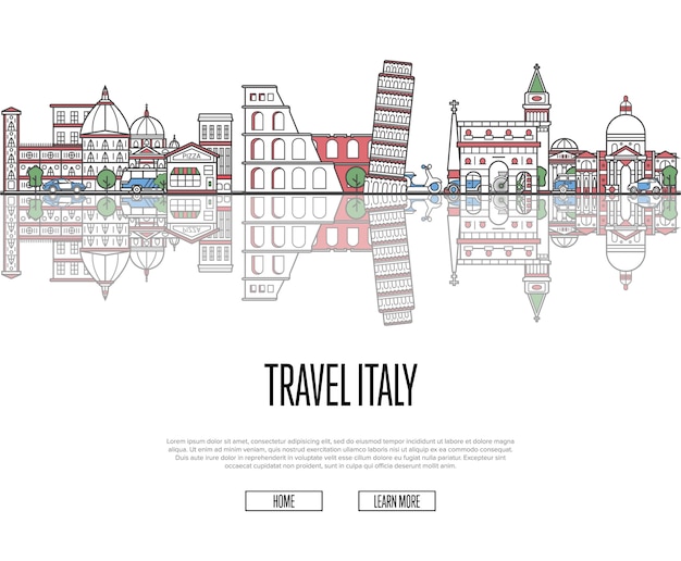 Reisetour nach Italien Plakat im linearen Stil