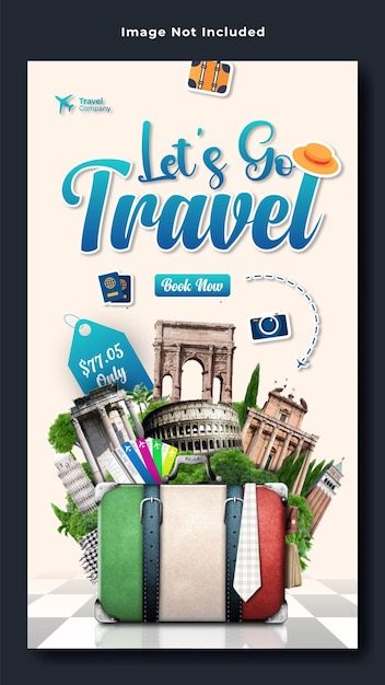 Reisetouren, die das Design von Instagram-Story-Vorlagen bewerben