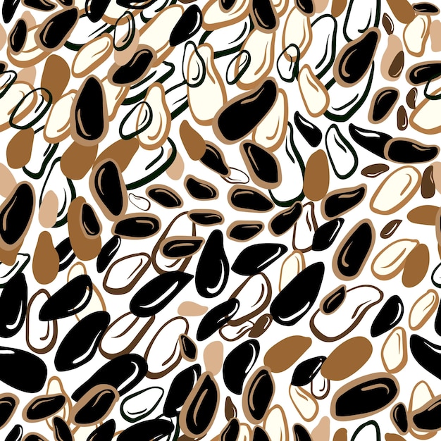 Reiskorn abstraktes nahtloses muster handgezeichnete braune und weiße illustration leopardenstrukturdruck