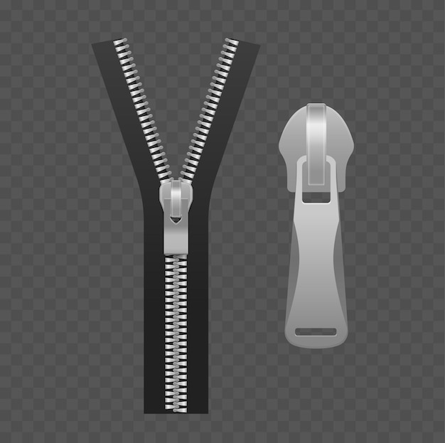 Reißverschlusselemente Realistische Illustration Perfekt für das Schneiden und Nähen von Mode