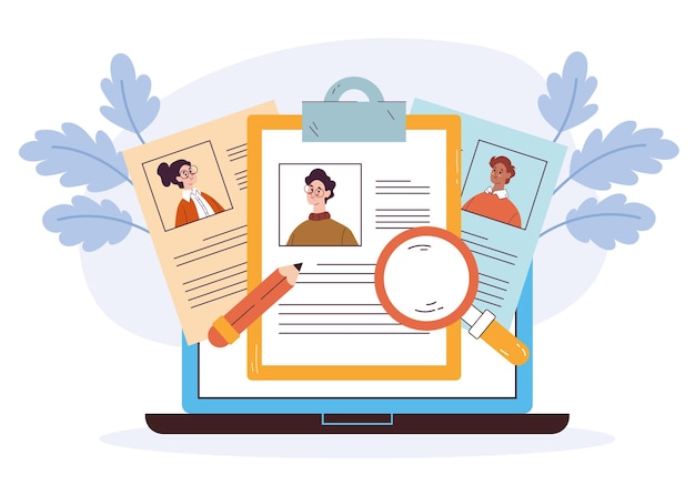 Rekrutieren Sie Jobsuche hr Interview Lebenslauf abstraktes Konzept Grafikdesign Illustration