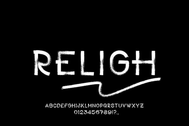 Religh font vector display pinsel grossbuchstaben handschrift bearbeitbar