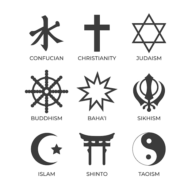 Vektor religiöse symbolsammlung des flachen designs