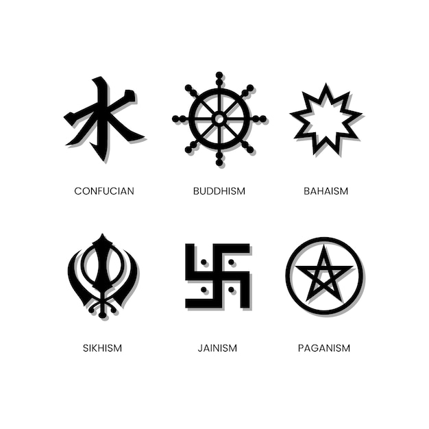 Vektor religiöse symbolsammlung des flachen designs