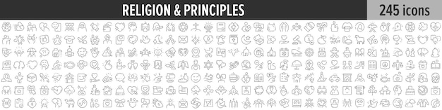 Vektor religion und prinzipien lineare ikonensammlung