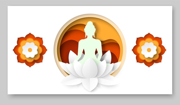 Vektor religionsvektor-buddha-silhouette und lotusblume