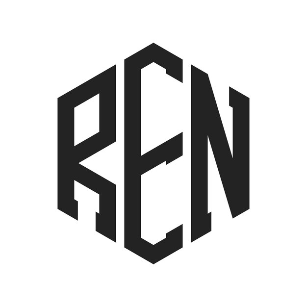 REN-Logo-Design Anfangsbuchstaben REN-Monogramm-Logo in sechseckiger Form