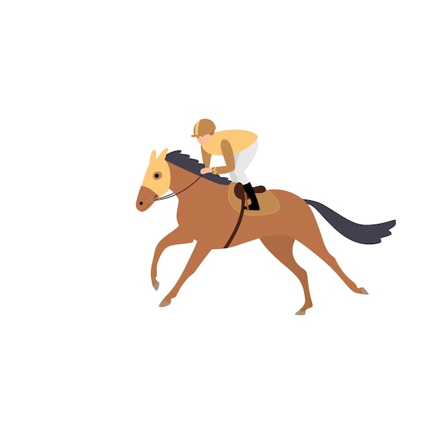 Rennpferd und jockey während der rennvektorillustration