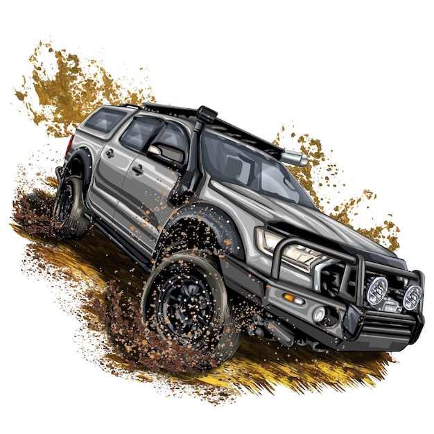 Rennwagen isoliert auf weißem Hintergrund. Monster Truck. Vektor-Illustration.