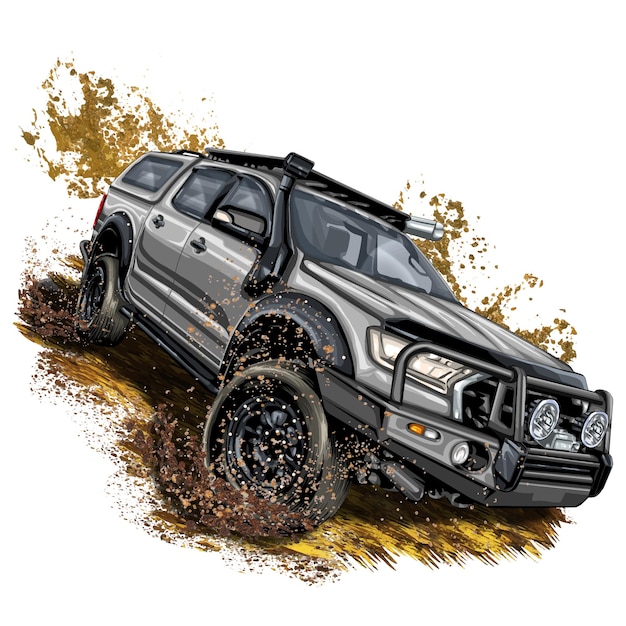 Rennwagen isoliert auf weißem hintergrund. monster truck. vektor-illustration.