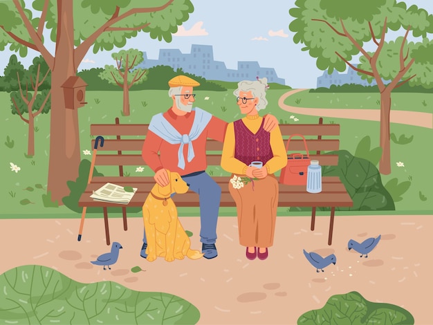 Rentner sitzen auf der bank im park ältere menschen