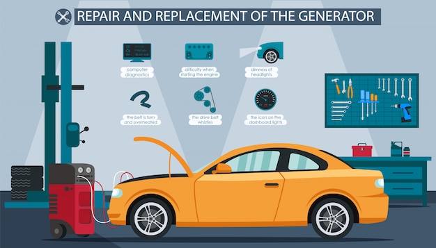 Reparatur-und ersatz-generator-illustration.