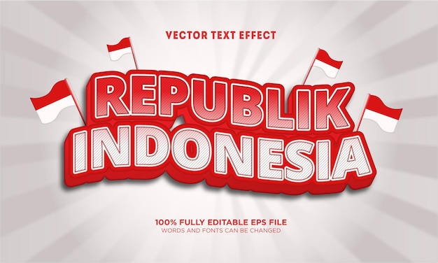 Vektor republik indonesien bearbeitbarer texteffekt