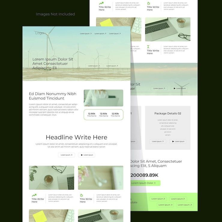 Vektor responsive onepage business website-vorlage modernes uxui-design mit e-mail-marketing-fähigkeiten