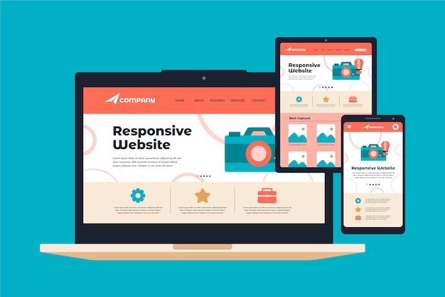 Responsives website-design mit flachem design