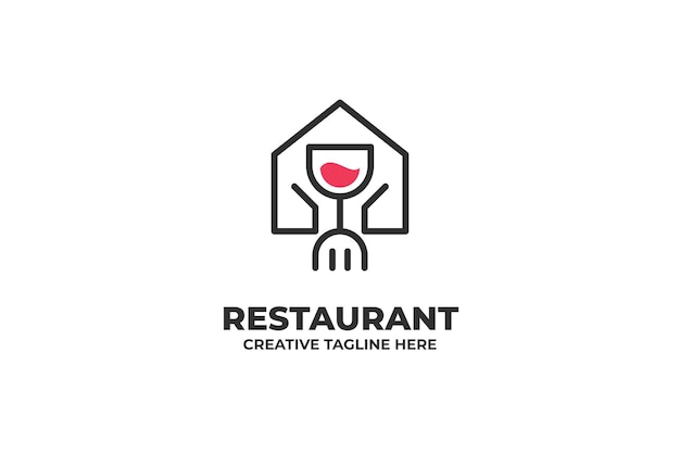 Vektor restaurant café essen monoline logo