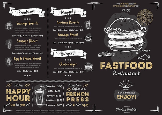 Restaurant café fast-food-menüvorlage