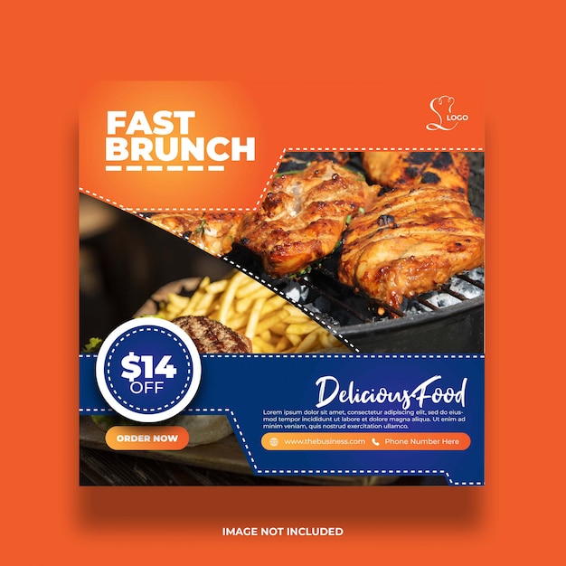 Restaurant Essen schnell Brunch gesunde soziale Medien bunte abstrakte Post
