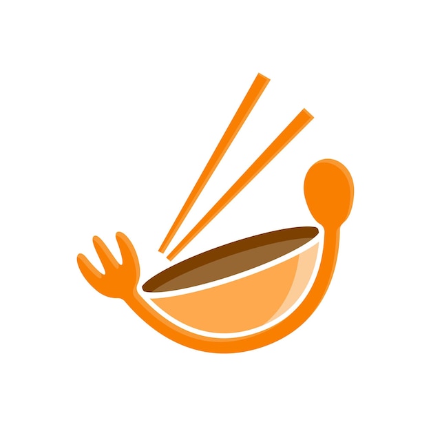 Restaurant-logo essensstände cooking ware schüssel gabel löffel essstäbchen illustration