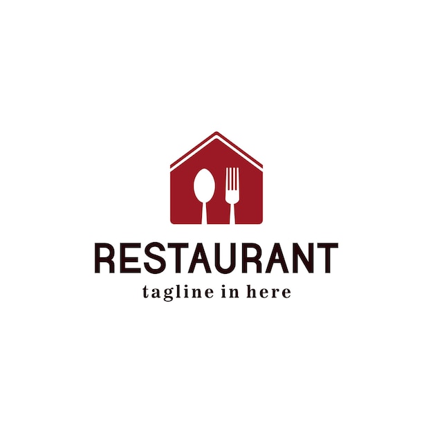 Restaurant-logo mit home-löffel-gabel-vektor-design