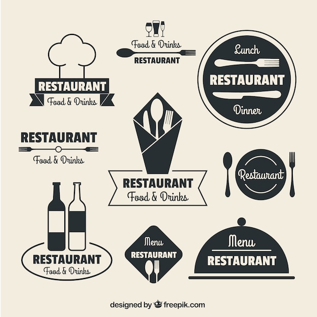 Restaurant logos in flache bauform