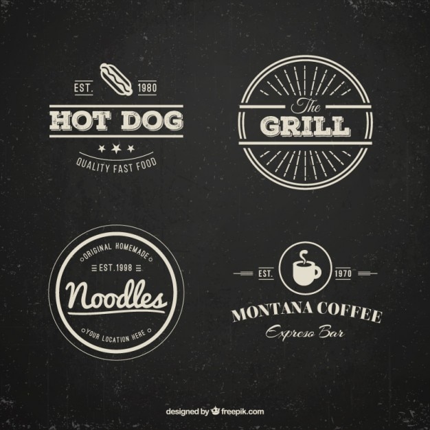 Vektor restaurant logos packen im vintage-stil