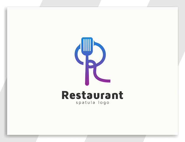 Restaurant- oder lebensmittellogo mit buchstabe r und spachtelillustrationskonzept