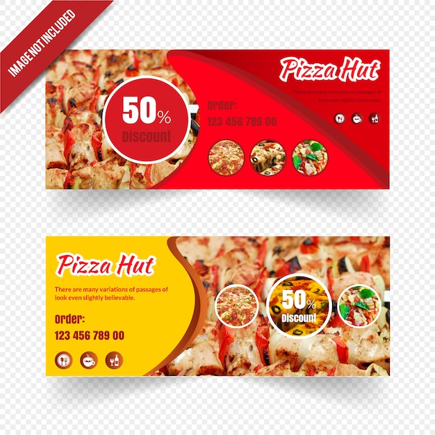 Restaurant web banner set für pizza hut