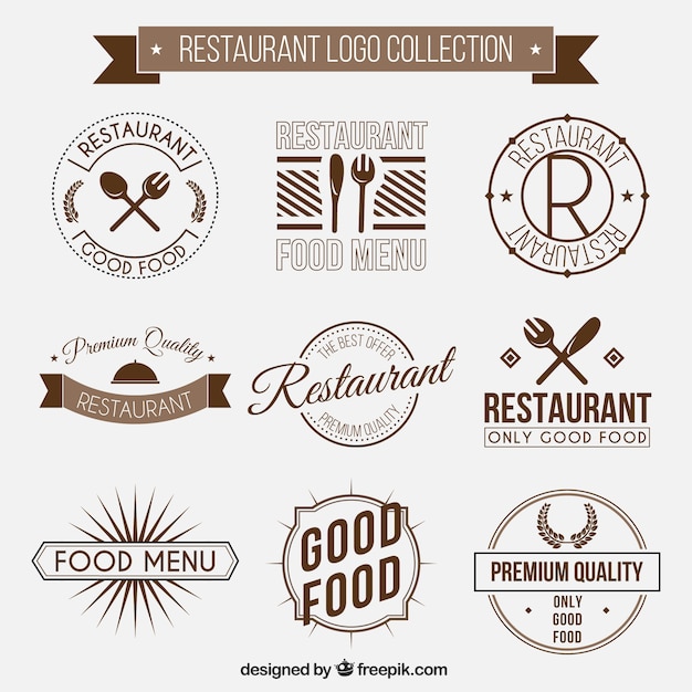 Restaurant-Zeichen-Ansammlung im Vintage-Stil