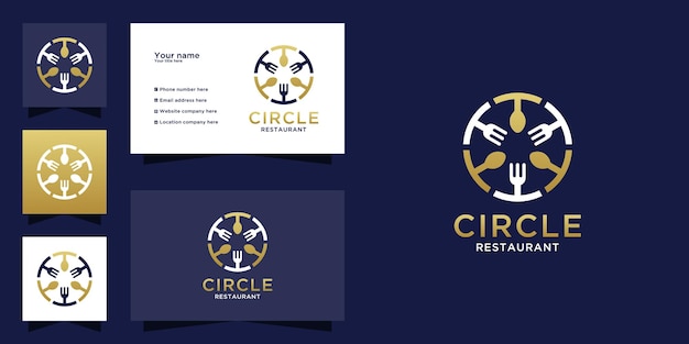 Vektor restaurantlogo mit besteckkreis-konzeptdesign