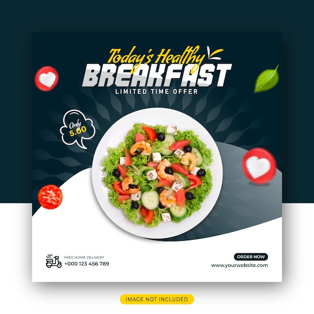 Restaurantmenü und köstliche fast-food-social-media-instagram-post- und web-banner-vorlage