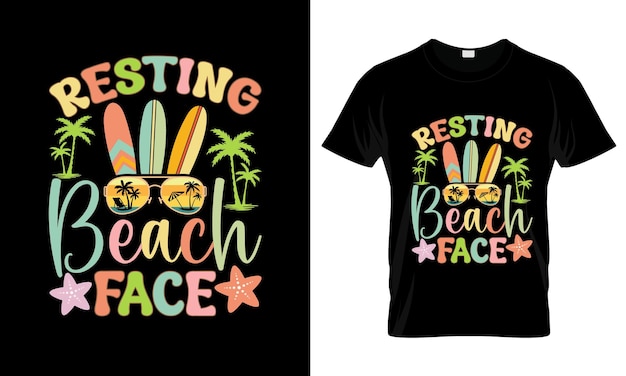 Vektor resting beach face farbenfrohes grafisches t-shirt sommer-t-shirt-design