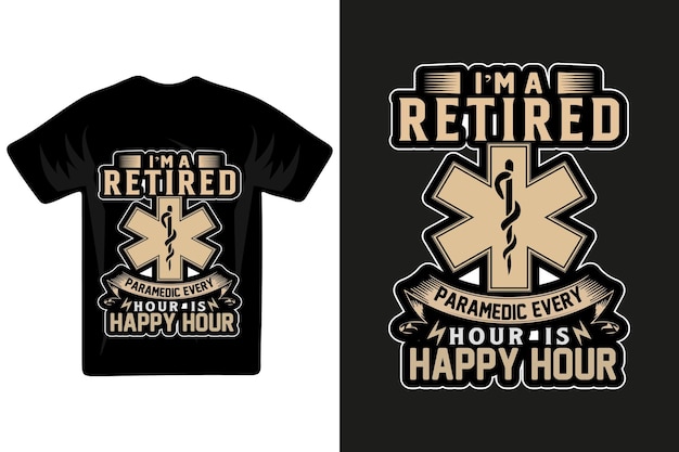 Retired Sanitäter retro Vintage medizinische Ausrüstung druckt Vorlage ein T-Shirt-Design.