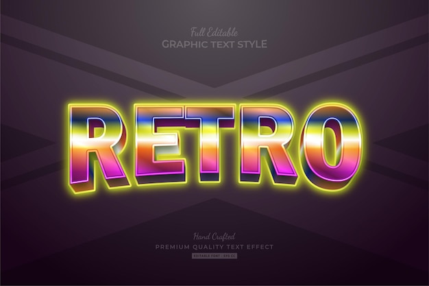 Vektor retro 80er gradient editierbarer texteffekt-schriftstil