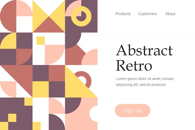 Retro- abstraktes geometrisches design für websiteschablone oder landingpage