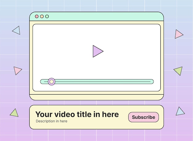 Vektor retro ästhetische videoplayer-vorlagenkarte