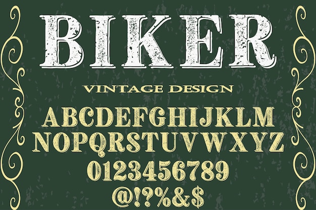 Retro alphabet schriftgestaltung biker