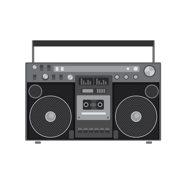 Retro-Audioplayer in einer flachen Entwurfsillustration
