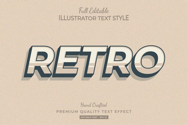 Retro bearbeitbarer 3d-textstil-effekt premium