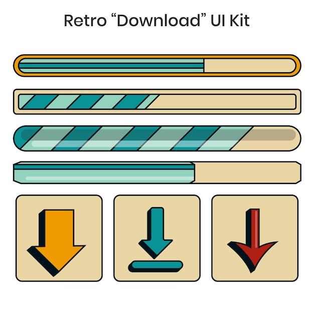 Vektor retro-benutzeroberflächen-design-assets